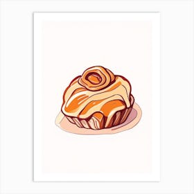 Pecan Sticky Bun Dessert Minimal Line Drawing Flower Art Print