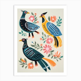 Folk Style Bird Painting Roadrunner 2 Art Print