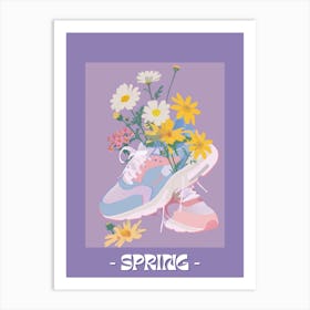 Spring Poster Retro Sneakers With Flowers 90s Illustration 1 Art Print