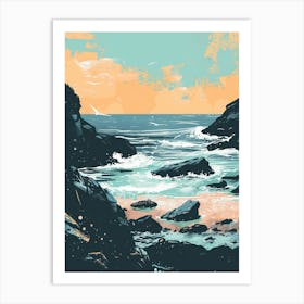 Rocky Shore At Sunset Art Print