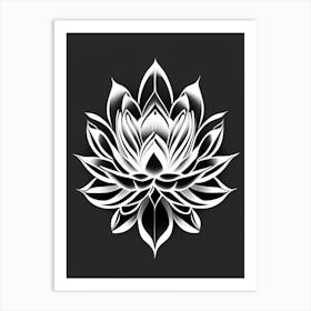 Lotus Flower Pattern Black And White Geometric 5 Art Print