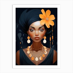 African Girl With Flower Art Print