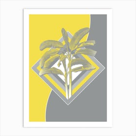 Vintage Banana Tree Botanical Geometric Art in Yellow and Gray n.253 Art Print