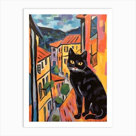 Painting Of A Cat In Perugia Italy 1 Art Print