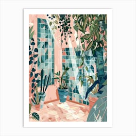 Illustration Of A Room With Plants Art Print