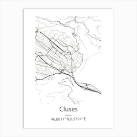 Cluses,France Minimalist Map Art Print