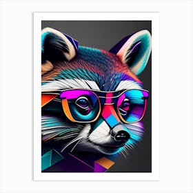 Raccoon Wearing Glasses Modern Geometric 4 Art Print