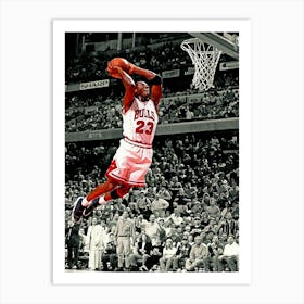 Michael Jordan Of The Chicago Bulls Attempts A Dunk Against The Orlando Magic Art Print