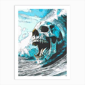 Skeleton Death Waves Art Print