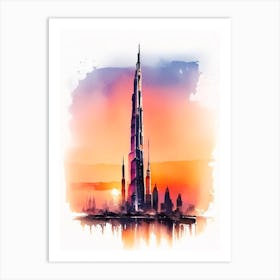 Burj Khalifa Watercolour Art Print