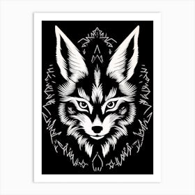 Linocut Fox Pattern 4 Art Print