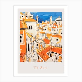 Tel Alviv Israel 2 Orange Drawing Poster Art Print