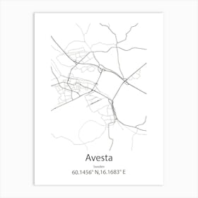 Avesta,Sweden Minimalist Map Art Print