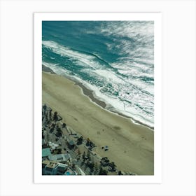 Gold Coast Aerial Drone Image Of Cityscape And Beachscape. Overlooking The Beach And Suburb Houses, Popular Queensland Hotels Art Print