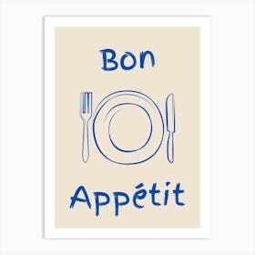 Bon Appetit Blue Poster Art Print