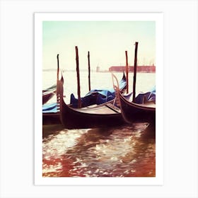 Waterfront Gondola Prows Venice Art Print