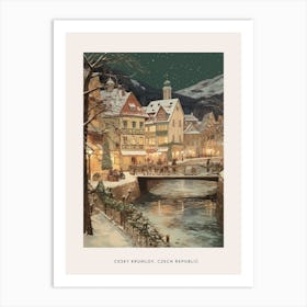 Vintage Winter Poster Cesky Krumloy Czech Republic 5 Art Print