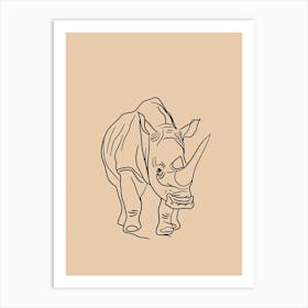 Rhinoceros - Boho, Line Art Art Print