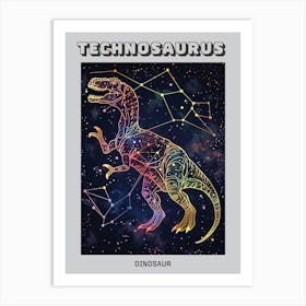 Cyber Celestial Neon Dinosaur 3 Poster Art Print