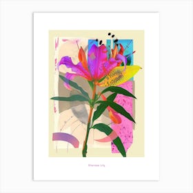 Gloriosa Lily 2 Neon Flower Collage Poster Art Print