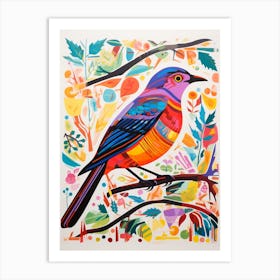 Colourful Bird Painting Blackbird 1 Art Print