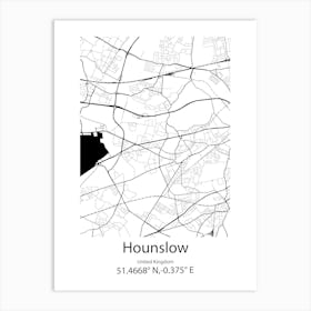 Hounslow,United Kingdom Minimalist Map Art Print