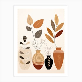 Vases And Leaves 1 Art Print