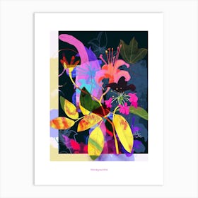 Honeysuckle 3 Neon Flower Collage Poster Art Print