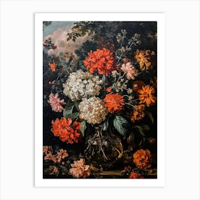 Baroque Floral Still Life Celosia 2 Art Print