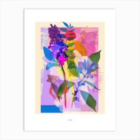 Lilac 3 Neon Flower Collage Poster Art Print