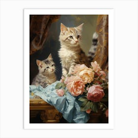 Rococo Painting Style Kittens Art Print