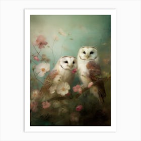 Two Owls On A Branch Art Print