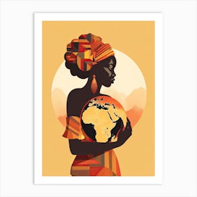 African Woman Holding The Earth Art Print