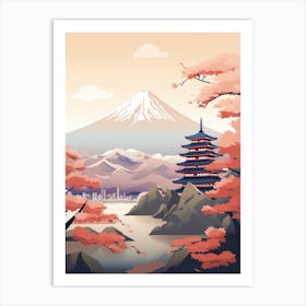 Mountains And Hot Springs Japanese Style Illustration 11 Art Print