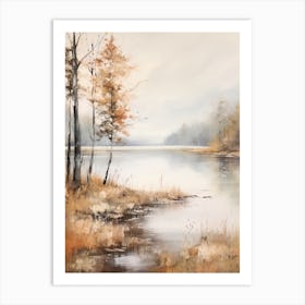 Lake In The Woods In Autumn, Painting 73 Art Print