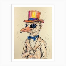 Ostrich In Top Hat 4 Art Print
