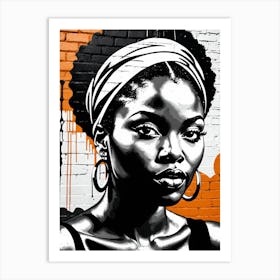 Vintage Graffiti Mural Of Beautiful Black Woman 56 Art Print