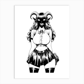 Gothic Succubus Schoolgirl (E) Art Print