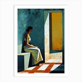 Mexican Woman Sitting In Doorway Art Print