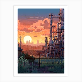Industrial Landscape Pixel Art 2 Art Print