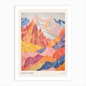 Nanga Parbat Pakistan 4 Colourful Mountain Illustration Poster Art Print