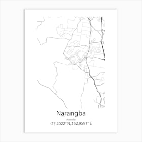 Narangba,Australia Minimalist Map Art Print