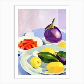 Chinese Eggplant Tablescape vegetable Art Print