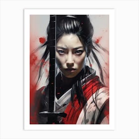 Samurai Woman with Katana Art Print