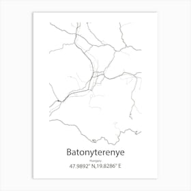 Batonyterenye,Hungary Minimalist Map Art Print