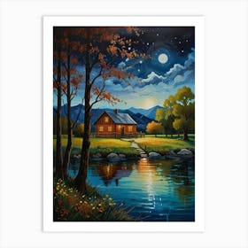 Cabin By The Lake 5 Art Print