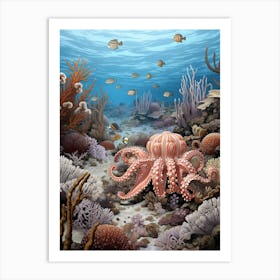 Octopus Searching For Prey Illustration 7 Art Print