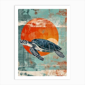Sea Turtle Collage In The Sunset 4 Art Print