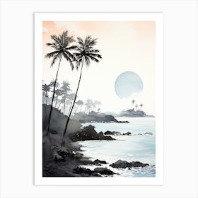 Watercolour Of Twai Anapanapa Black Sand Beach   Maui Hawaii Usa 3 Art Print