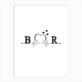 Personalized Couple Name Initial B And R Monogram Art Print